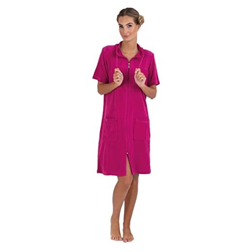 TTD Damen V-Ausschnitt langes Kleid Sommer Strand Wickelkleid Bademantel Handtuch Travel Spa Swim 6 wewofashion Damen Strandkleid Badekleid Frotteekleid Hauskleid by Otto Werner 033 Himbeer (44/46)