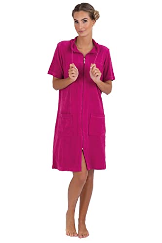 Damen Badekleid Hauskleid Frottee wewofashion 033 Himbeer Gr. 48/50