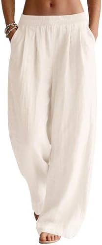 LOMON Linen Pants Women Wide Leg Palazzo Summer Flowy Pants Beach...
