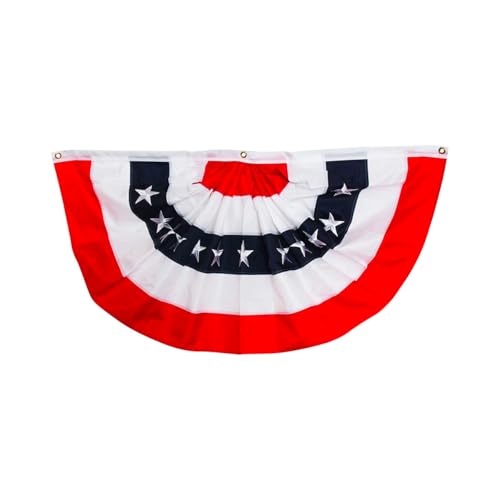 Patriotic Embroidered Bunting USA 48 x 24 - Pleated Banner with Brass Grommets Briarwood Lane