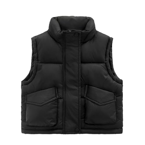 Kids Boys Girls Puffer Vest Jacket Sleeveless Mock Neck Zip Up Plain Down Coat Fall Winter Warm Soft School Outwear4