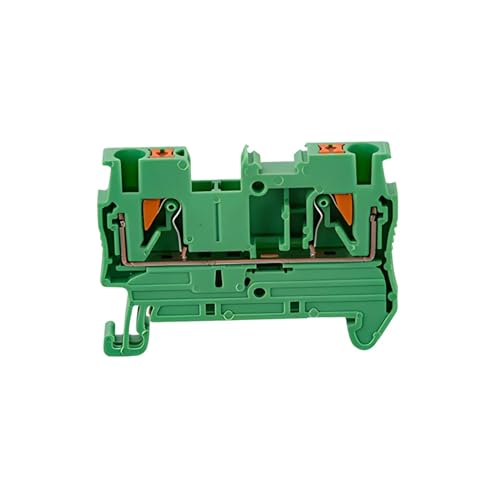 10Pcs Din Rail Terminal Block PT-2.5 Push in Terminal Connector Spring Screwless Electrical Wire Conductor Terminal Block PT2.5(Green)