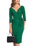 MUXXN Vintage Faux Wrap Pencil Dress