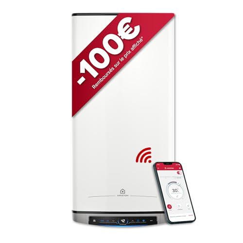 Ariston Velis Evo Dune Dry WiFi 80L Chauffe-Eau Plat Multiposition, Résistances DRY x2 Anti-Calcaire, 25% Économie d'Énergie, Certifié NF, Garantie Remplacement à Vie