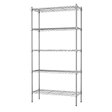 Auslar 5-Shelf Storage Shelves Heavy Duty 5 Tiers Standing Large Shelving Units Adjustable Metal Organizer Wire Rack, 14' x 36' x 72', Chrome