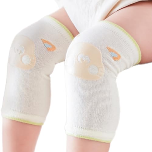 1 paire de genouillères respirantes pour bébé - Motif dessin animé - Avec caractéristique antidérapante - Pour l'exploration intérieure et extérieure - Confortable, Blanc., taille unique