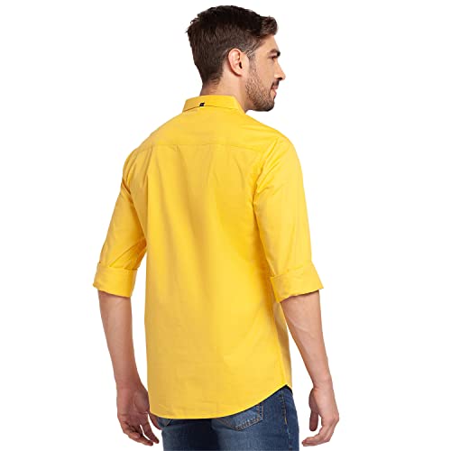 Image of Spykar Men's Regular Fit Flat Collar Full Sleeve Solid Casual Shirts