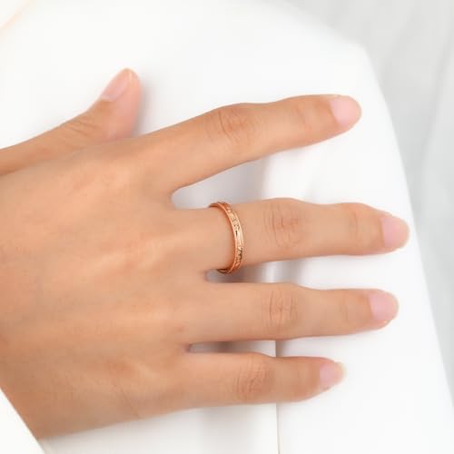 Vintage Wedding Band for Women, 925 Sterling Silver Carved Ring Plain Engagement Rings for Women Stacking Promise Ring for Her Wedding Rings Size 3-103