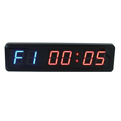 Large Workout Clock for Home Gym, 14" Wall Mount Gym Timer Clock with Remote, (1.8-inch Digits, Blue+Red)