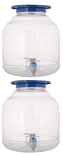 Image of 2 pcs Plastic Bottle Water Jar Dispenser with 1 Glass, Transparent Drink Bottle, Water Container
