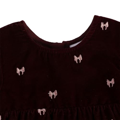 Image of miniklub Baby Round Neck Knee Length Woven Cotton Dress With Hairband (Maroon Color)