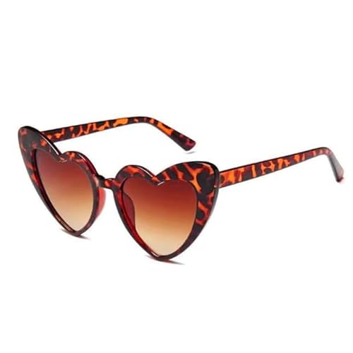 Heart-Shaped Leopard Print Sunglasses for Women.Vintage Cat Eye Mod Style Against Ultra-Violet Protective Glasses.