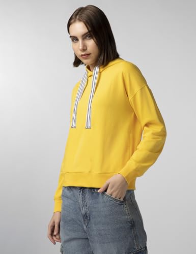 Image of FYLTR Women's Casual Hoodie with Stripe Tape - Rib Hem & Cuff | Drop Shoulder | Sweatshirts for Women | Winter Hoodie for Women