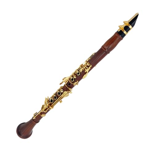 Image of Professional Wood Clarinet 17 Key Gold-Plated Rosewood B Flat Clarinet with 2 Barrels,Hard Case,Mouthpiece,Reeds,Cleaning Kit,Intermediate Musical Instrument