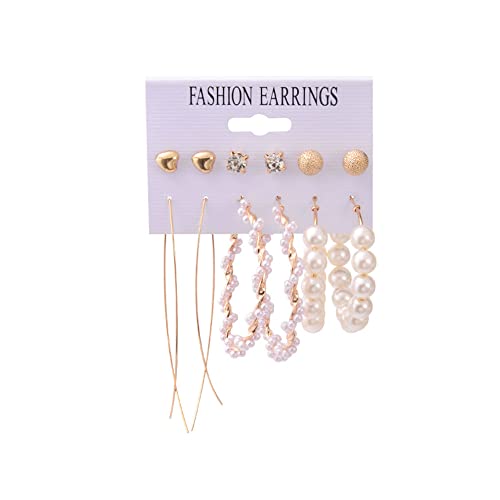 Image of ANNACREATIONS Stylish combo of pearl stud hoop earrings set for Women Girls