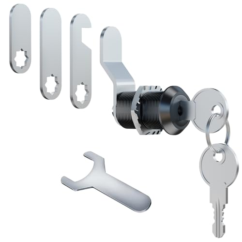 Cerradura de buzón, color negro, cerradura de leva, cerradura de armario, cerradura para muebles, cerradura de taquilla, cerradura de palanca, de acero inoxidable fundido a presión, viene con 4 placas