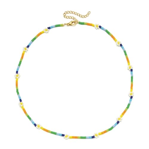 Collier marguerite perles multicolores bijoux été femme homme