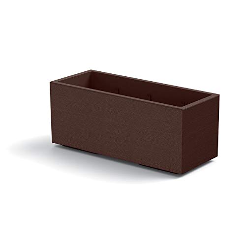 Matheria Generico FIORIERA vaso RETTANGOLARE MATHERIA Colore BRONZO in plastica CON RUOTE 100CM VECA AMDGarden