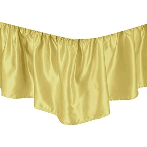 Divine Bedding King Size Dust Ruffle Bed Skirt with Split Corner Silk Satin 1Pc Bed Skirt 12'' Inch Drop Luxurious & Soft!! Premium Quality (King Size 76''x80'', Gold) Cover