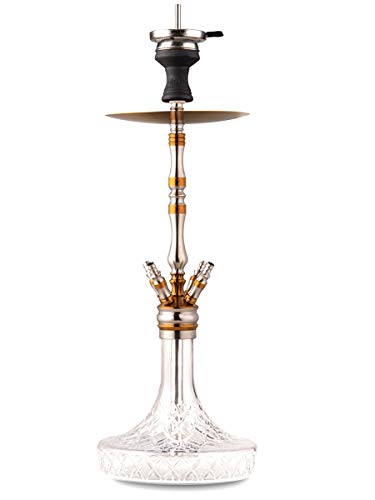 Smokah Royal Shisha Wasserpfeife Edelstahl Gold mit Zubehör – Bild 3