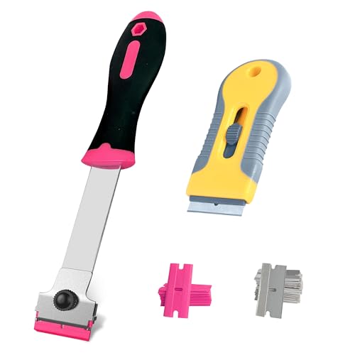 2-Pack Razor Blade Scraper with 10 Plastic & 20 Metal Blades