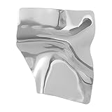 Art Geometric Metal Brooch - 5.3cm Stainless Steel Lapel Pin for Women Men, Irregular Rectangle Sculptural Design, Wedding Party Prom Jewellery Gift, Elegant Suit Dress Accessory (Silver)