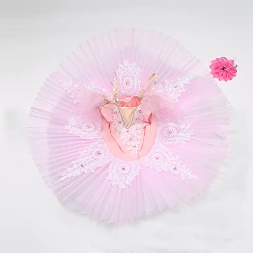 Girl's Professional Ballet Tutu Dresses Pancake Ballet Dance Skirts Sequin Kids' Ballerina Costume For Performance Pink #TOP2