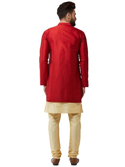 Image of SOJANYA Men's Silk Blend Solid Kurta & Pyjama Set
