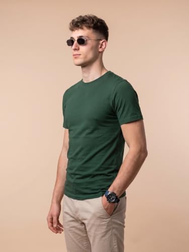 Image of Veirdo Regular Fit Half Sleeves Round Neck Solid Pure Cotton T-Shirt for Men (Available in White, Black, Swan White, Mustard, Maroon, Green, Lilac, Navy, Red Color)