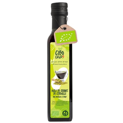 Huile de Pepin de Courge Bio - 250ml. Huile Graine de Courge Alimentaire Crue et Pressée à froid. 100% Pur et Naturel. Huile per Chevux ou Saison.