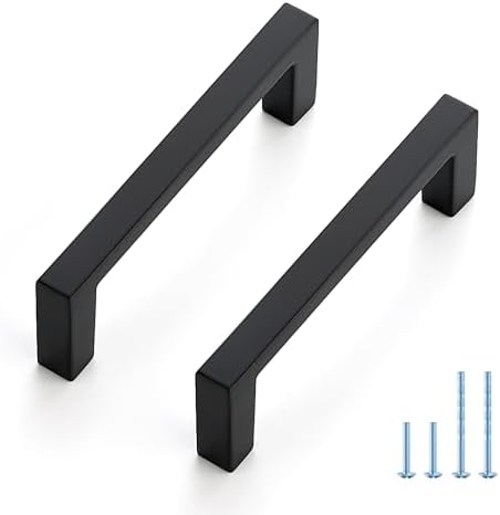 JOY DECOR 30 Pack Cabinet Pulls – Slim Square Bar, 3 Inch Hole Center, Matte Black Solid Build | Modern Look | Easy Install | fits Kitchen Drawer & Dresser