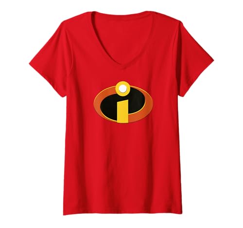 Womens Disney Pixar Incredibles Logo Halloween Costume V-Neck T-Shirt Small