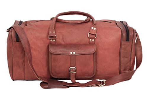 Leather 20Inch Duffel Bag, Perfect Luggage Bag for Traveling, Overnight Weekender Luggage Bag Leather Duffle with Adjustable Strap3