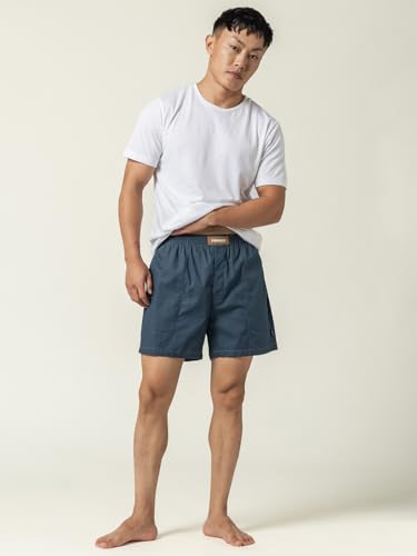 Image of DAMENSCH Regular Fit Solid 100% Soft & Durable Cotton Boxer Shorts Dual Pockets Anti-Bacterial Moisture Wicking Microfibre Waistband Ultra-Light Boxers for Men