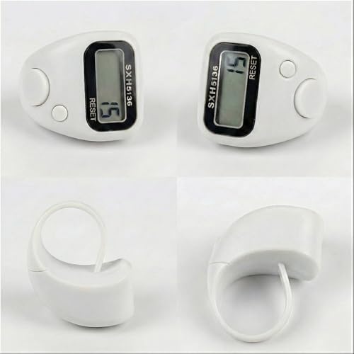 Image of Digital Finger Tally Counter, 5-Digit LCD Display, Ring Design with Reset Button (Pack of 1) (White)