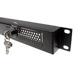 kenable Lockable 1U Security Steel Mesh Panel for 19 Inch Rack Networking Data Cabinets - Black
