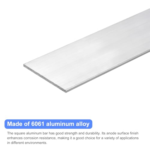 Image of uxcell Square Aluminum Flat Bar, 1 /8 inch Thick 3.1 inch Width 12 inch Length Square Aluminum Bar 6061 Aluminum Flat Plate, 3 x 80 x 305mm T6511 Solid New Mill Stock for Industrial Building