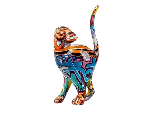 formano Katze Skulptur Street-Art Design - Kunststein Deko Figur glänzend 23 cm - Moderne Hundefigur Lithografie-Dekor - Wohnzimmer Geschenk Street Art Dog