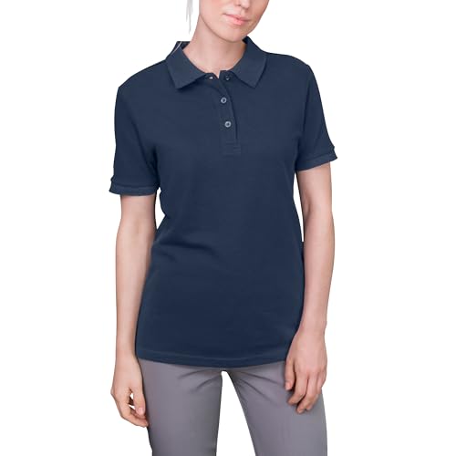 HRM Luxury Polo Damen - Premium Polo-Shirt aus 100% Baumwolle, Navy, Gr. M - Basic Polohemd bis 60°C Farbecht Waschbar - Hochwertiges & Nachhaltiges Oberteil