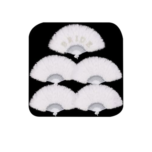 White Feather Lace Bridal Hand Fan