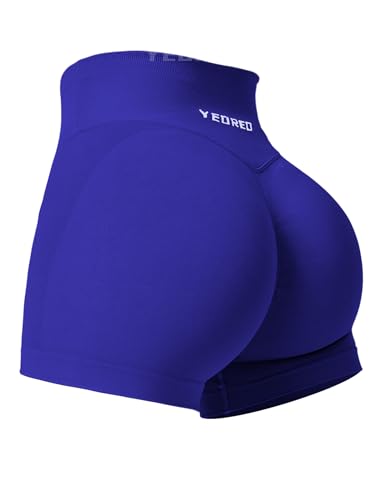 Image of YEOREO Scrunch Butt Workout Shorts Women 3.5 inch Seamless V Cross Waist Sport Gym Amplify Shorts