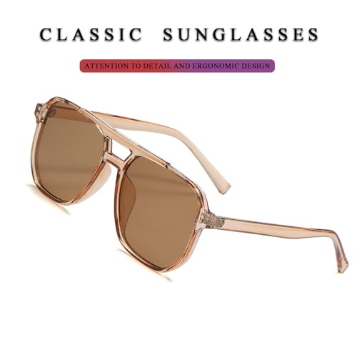 PORADAY Retro Aviator Sunglasses for Women Men Trendy Classic 70s Square Frame Sun Glasses Vintage Aviators Shades4