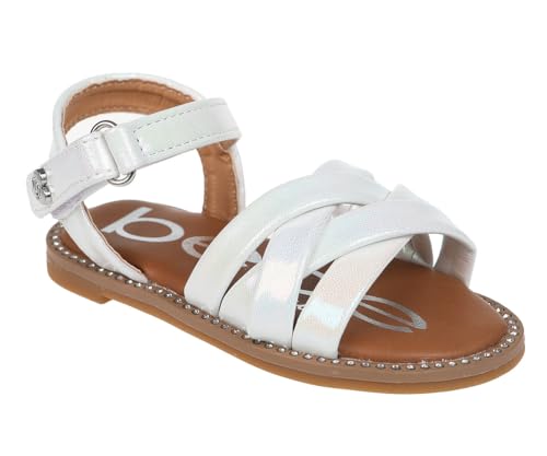 bebe Girls' Sandals - Trendy Flat Designs with Rhinestones, Puffy Straps, Embossed Details and Charms for Toddlers/Little Kids/Big Kids