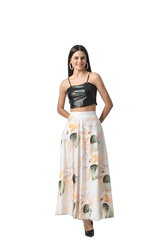 Image of VAGISHA Printed Casual Long Western Skirts for Women's & Girls |Stretchy Flared Maxi Skirt|Elastic Waist Skirts|Western Ethnic Skirts