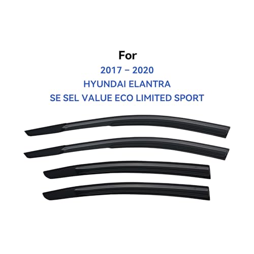 Image of Window Visors Rain Guards Shield for 2017-2020 Hyundai Elantra, Out-Channel Window Vent Wind Deflectors Visors Shades for 17-20 Elantra SE SEL Value ECO Limited Sport