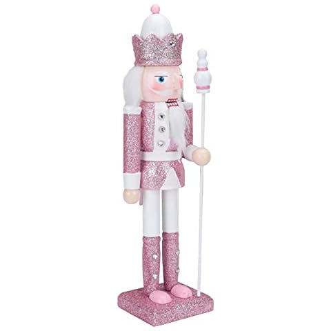 VALICLUD Nussknacker Zahlen Holz Puppen Decor Nussknacker Weihnachten Dekorationen für Home Soldat Figur Puppe Figur Desktop Weihnachten Nussknacker Rosa Cover