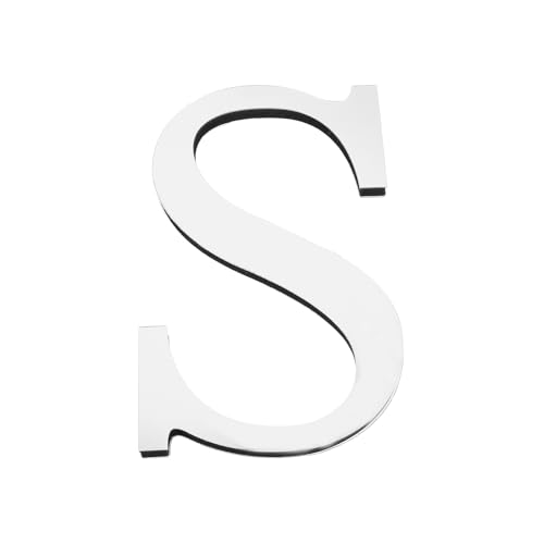 PATIKIL 7.87 Pouces 3D Acrylique Alphabet Miroir Autocollants Murale Lettre S Autoadhésif Décoration Maison Lettre Signe Art Autocollant Décalcomanie Pour DIY...