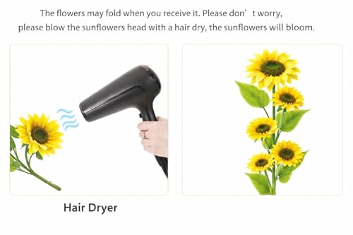 Image of Large Artificial Big Size Yellow Sunflower Single Stick 117cm Tall,25 cm Wide Real Look Full Bloom with Long Stem 5 Giant Fake Silk Sunflowers Floral for Vase,Home,Office & Party Decoration(Pack of1)