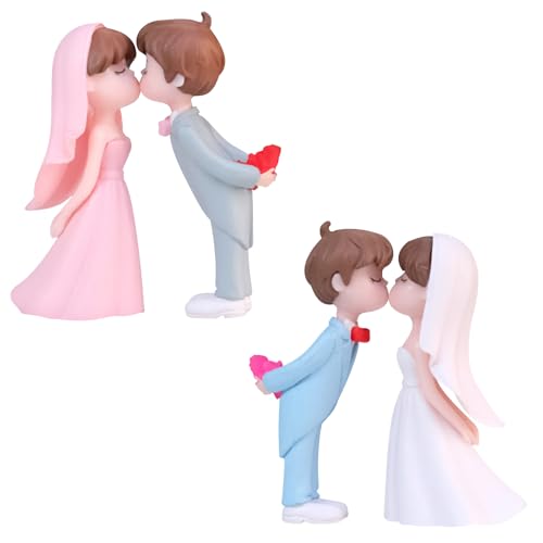 YILANJIN Tortenfigur Hochzeitstorte, 2 Paare Braut Bräutigam Figuren Kuchen Dekorationen, Brautpaar Figuren Torte Hochzeitsdekoration,...