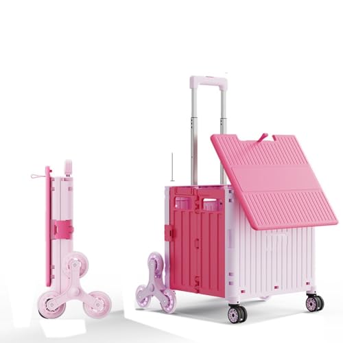 Carrito de la compra plegable de altura ajustable para exteriores para supermercado y supermercado, carrito plegable ligero con ruedas universales (rosa, 33 x 37,5 x 100 cm)